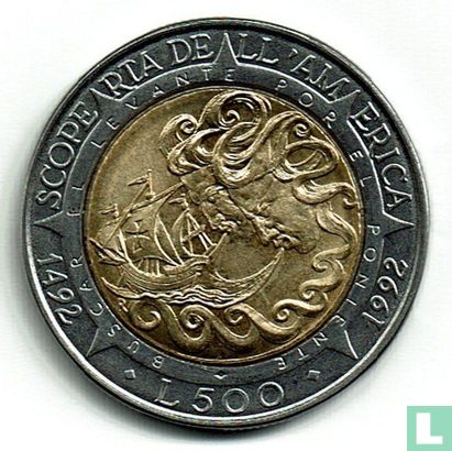 San Marino 500 lire 1992 "500th anniversary Discovery of America" - Image 1