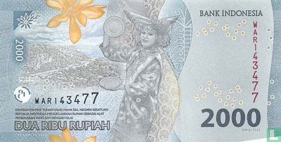 Indonesië 2.000 Rupiah 2022 - Afbeelding 2