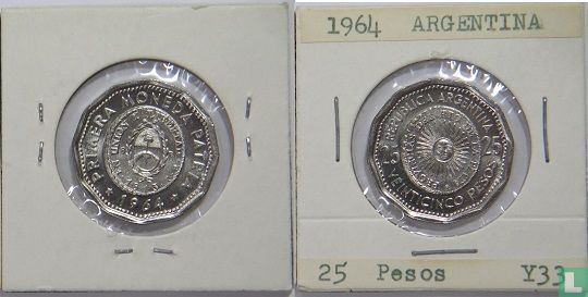 Argentine 25 pesos 1964 "First issue of national coinage in 1813" - Image 3