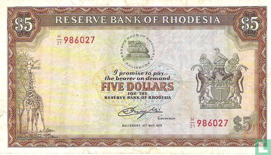 Rhodesia 5 Dollars - Afbeelding 1