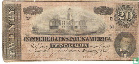 Confederate States of America - 20 Dollars - Afbeelding 1