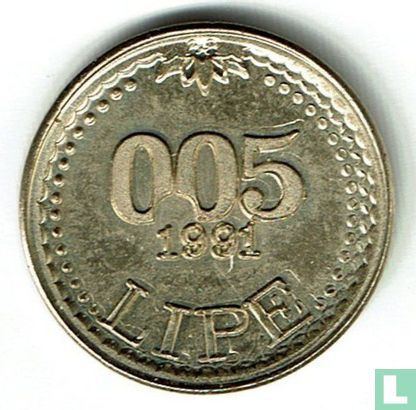 Slovenië 0.05 lipe 1991 - Afbeelding 1