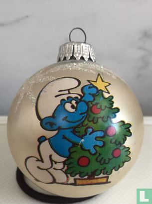 Smurf met kerstboom Kerstbal