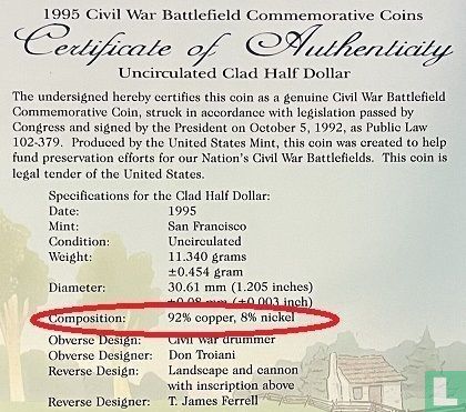 United States ½ dollar 1995 "Civil War battlefields" - Image 3
