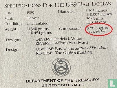 Verenigde Staten ½ dollar 1989 "Bicentennial of the United States Congress" - Afbeelding 3