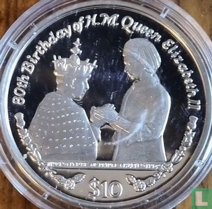 Sierra Leone 10 dollars 2006 (BE) "80th Birthday of Queen Elizabeth II - Investiture of Prince Charles" - Image 2