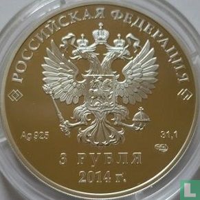 Rusland 3 roebels 2014 (PROOF) "Winter Olympics in Sochi - Luge" - Afbeelding 1