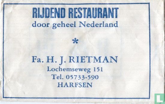 Rijdend Restaurant Fa. H.J. Rietman - Afbeelding 1