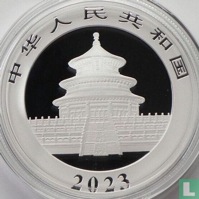 China 10 yuan 2023 (zilver - kleurloos) "Panda" - Afbeelding 1