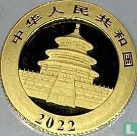 China 10 yuan 2022 (goud) "40th anniversary Panda coinage" - Afbeelding 1