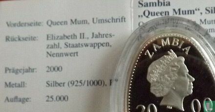 Zambia 4000 kwacha 2000 (PROOF) "100th Birthday of the Queen Mother - Young Lady" - Afbeelding 3