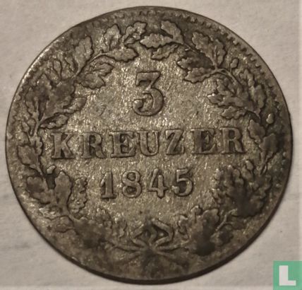 Württemberg 3 Kreuzer 1845 - Bild 1