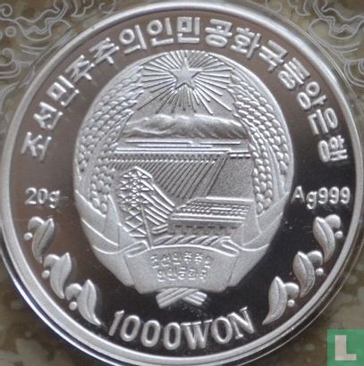 Noord-Korea 1000 won 2006 (PROOF) "2008 Summer Olympics in Beijing" - Afbeelding 2