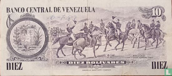 Venezuela 10 Bolívares  - Afbeelding 2