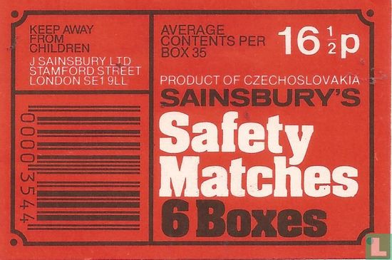 Sainsbury's - Safety Matches - 6 Boxes