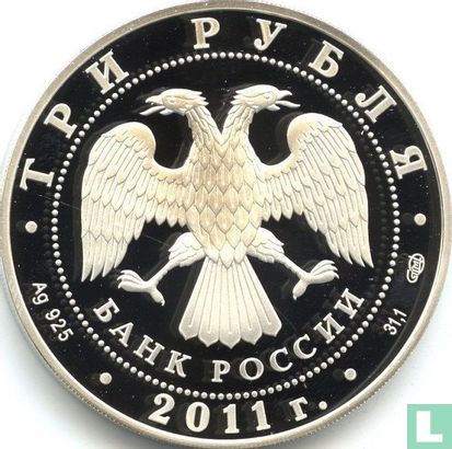 Russia 3 rubles 2011 (PROOF) "50th anniversary First manned spaceflight" - Image 1