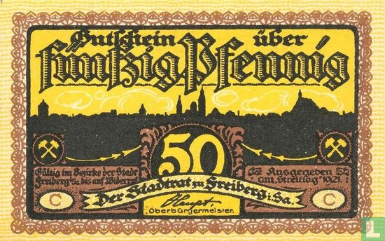 Freiberg, Stadt - 50 Pfennig (3) 1921 - Image 1