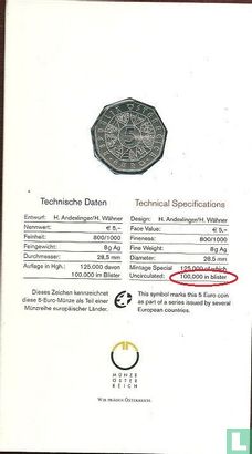 Autriche 5 euro 2005 (folder) "10th anniversary Austrian membership of European Union - European Union hymn" - Image 3