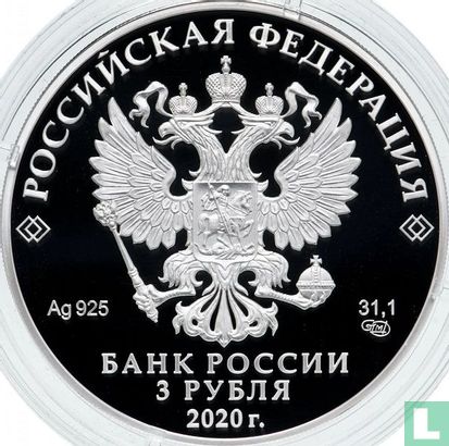 Rusland 3 roebels 2020 (PROOF) "Tundra wolf" - Afbeelding 1