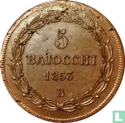 Papal States 5 baiocchi 1853 (VII B) - Image 1