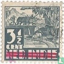 Unprinted 'Repoeblik Indonesia' with 2 red stripes by Ned. India
