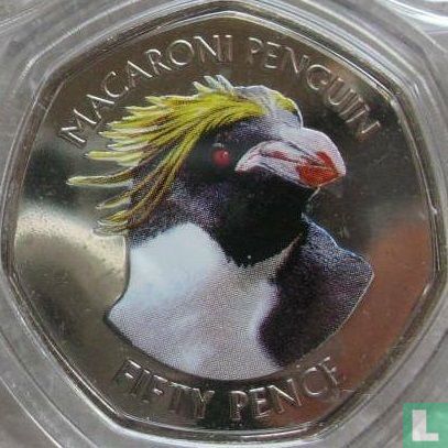 Falklandinseln 50 Pence 2018 (gefärbt) "Macaroni penguin" - Bild 2