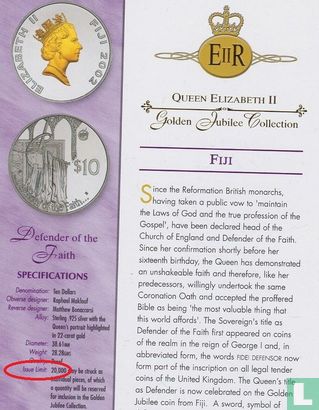 Fiji 10 dollars 2002 (PROOF) "50th anniversary Accession of Queen Elizabeth II - Defender of the faith" - Afbeelding 3