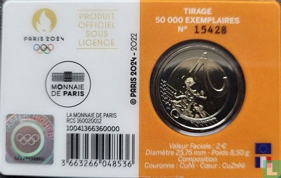 Frankrijk 2 euro 2022 (oranje coincard) "2024 Summer Olympics in Paris" - Afbeelding 2