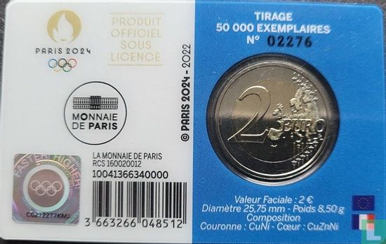 Frankrijk 2 euro 2022 (blauwe coincard) "2024 Summer Olympics in Paris" - Afbeelding 2