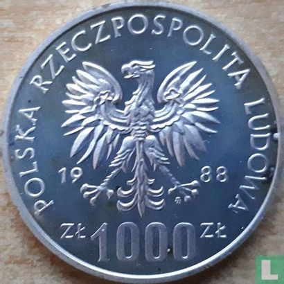 Polen 1000 zlotych 1988 (PROOF) "1990 Football World Cup in Italy" - Afbeelding 1