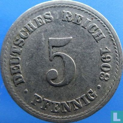 Duitse Rijk 5 pfennig 1908 (1908/7) - Afbeelding 1
