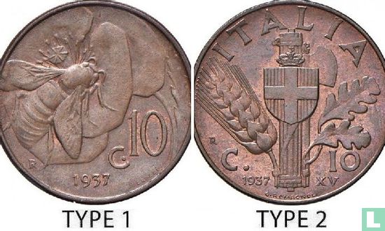 Italie 10 centesimi 1937 (type 2) - Image 3