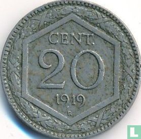 Italien 20 Centesimi 1919 (Typ 2 - gerippten Rand) - Bild 1