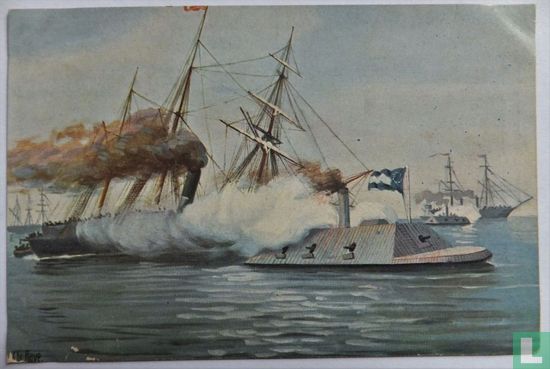 Aanval van gepantserde kanonneerbooten op het blokkade eskader voor Charleston. 1861 - Bild 1