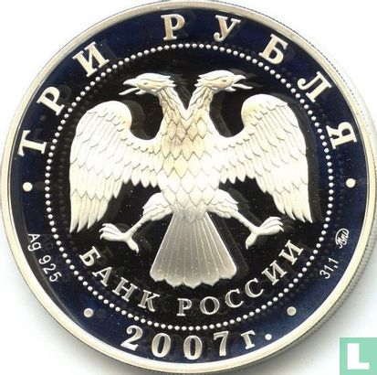 Russia 3 rubles 2007 (PROOF) "Year of the Boar" - Image 1