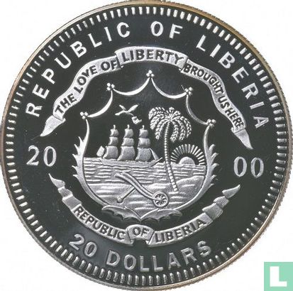 Liberia 20 dollars 2000 (PROOF) "Ronald W. Reagan" - Image 1