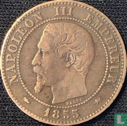 Frankrijk 2 centimes 1855 (D - kleine D en hond) - Afbeelding 1