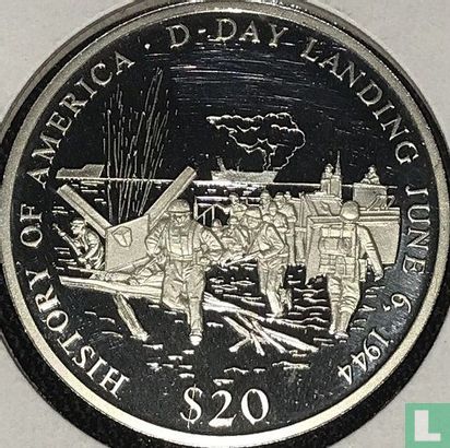 Liberia 20 dollars 2001 (PROOF) "D-Day landing" - Image 2