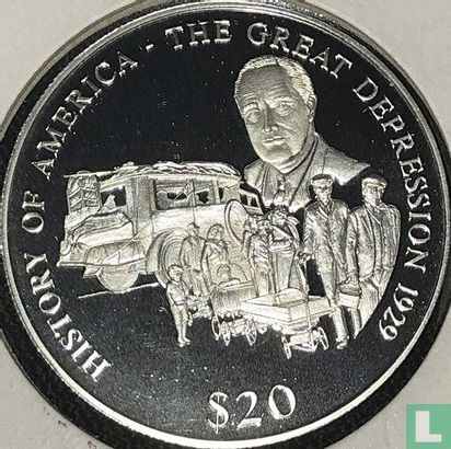 Liberia 20 dollars 2000 (PROOF) "Great Depression" - Afbeelding 2