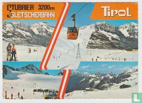 Stubaier Gletscher bahn Seilbahn Neustift im Stubaital Tirol Österreich Ansichtskarten Ski resort Tyrol Austria Postcard - Afbeelding 1