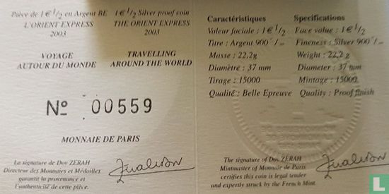 Frankrijk 1½ euro 2003 (PROOF) "The Orient-Express" - Afbeelding 3