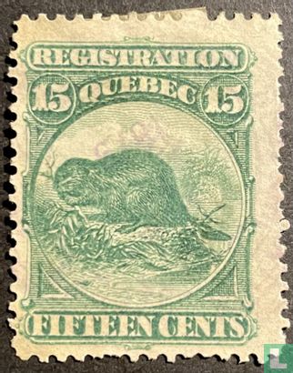 Quebec registration stamp QR6 ($0.15)