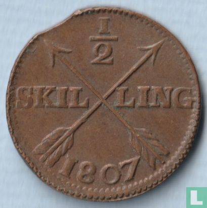 Sweden ½ skilling 1807 (missstrike) - Image 1