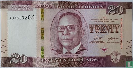 Liberia 20 Dollar - Bild 1