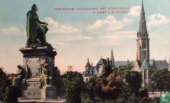 Vondelpark met standbeeld Joost v.d. Vondel - Image 1