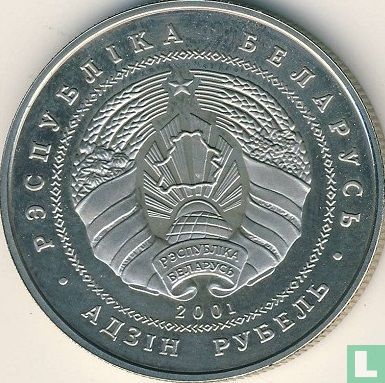Belarus 1 ruble 2001 (PROOFLIKE) "Belovezhskaya Pushcha National Park" - Image 1