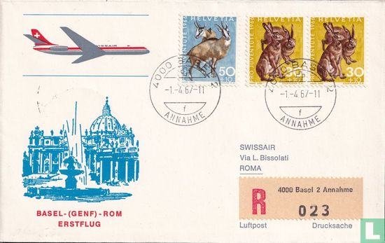 Vlucht Swissair  Basel-Rome 1967 