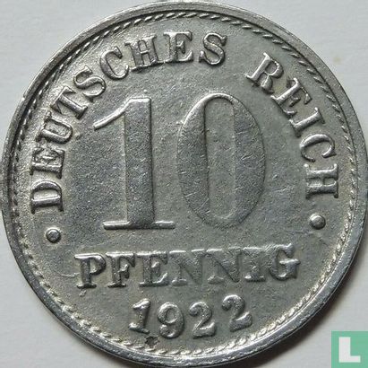 Empire allemand 10 pfennig 1922 (G) - Image 1