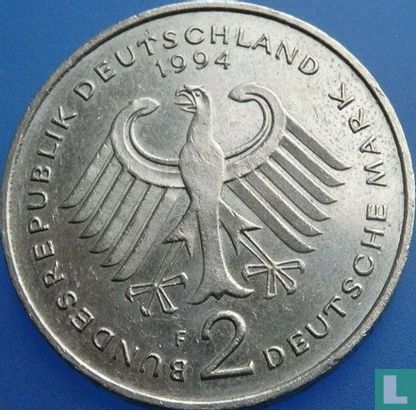 Allemagne 2 mark 1994 (F - Willy Brandt - fauté) - Image 1