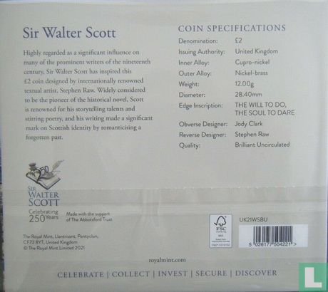 Verenigd Koninkrijk 2 pounds 2021 (folder) "250th anniversary Birth of Sir Walter Scott" - Afbeelding 2